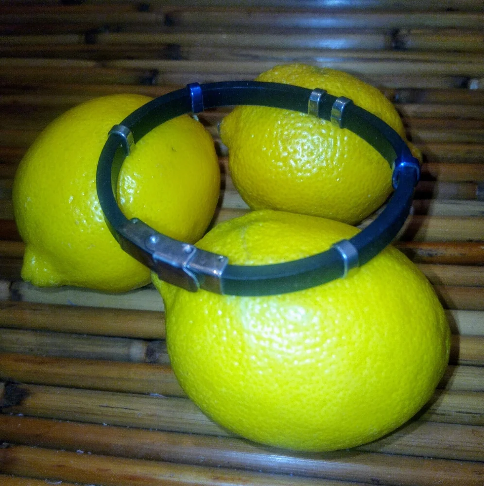 Black Rubber & Metal Unisex Bracelet